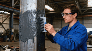 Measuring wet film thickness of fireproof coating