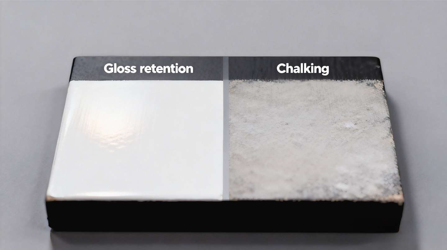 Polyurethane vs polysiloxane topcoat gloss retention and chalking on marine decks