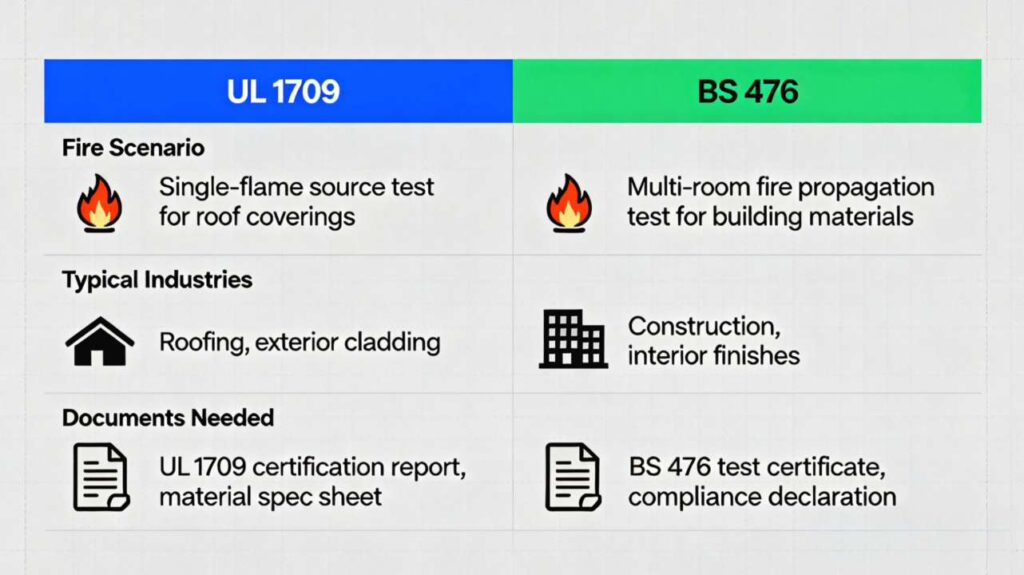 UL 1709 vs BS 476 fireproof coating standard comparison