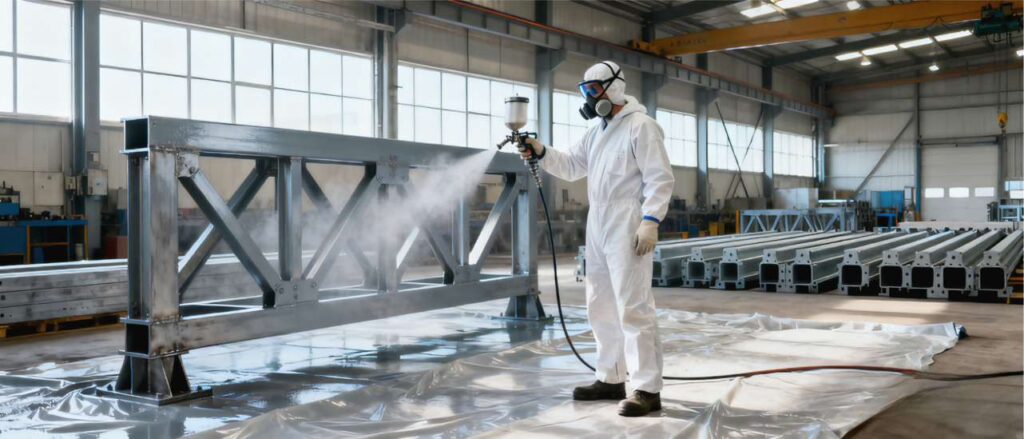 water based anti corrosion coatings applied on steel structures in indoor industrial facility