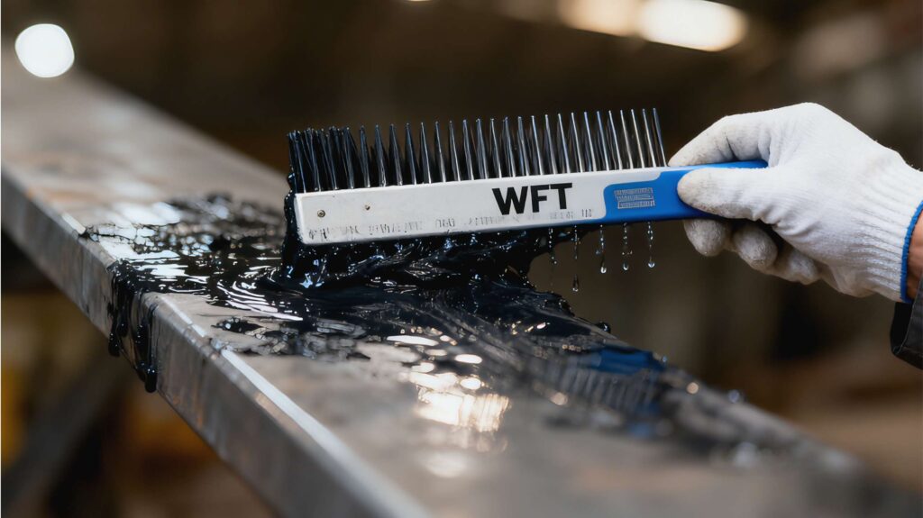 Wet film thickness measurement for intumescent fireproof coating]