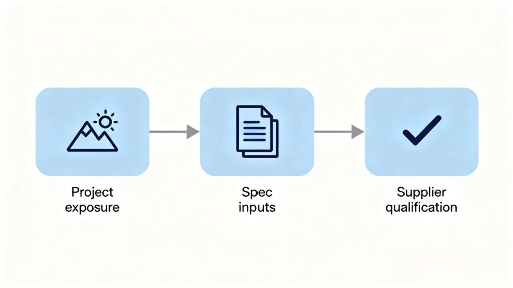 Decision flow for selecting an industrial coating supplier for a project