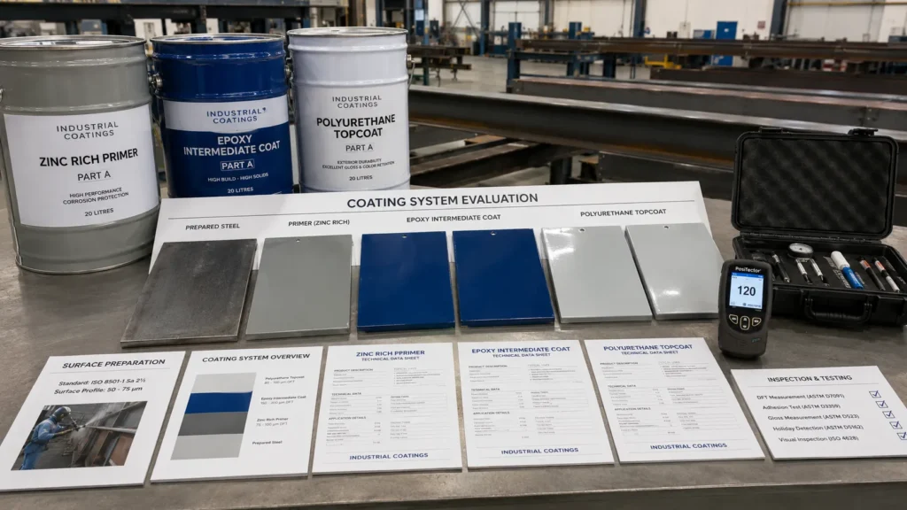 Epoxy primer undercoat samples for industrial coating system compatibility