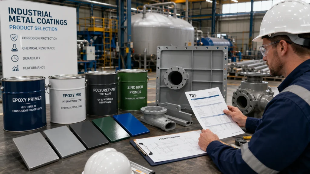 Industrial metal coatings product selection for steel, tanks, and machinery
