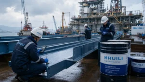 Protective marine coatings inspection on coastal steel structures