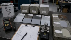 Home 18 Epoxy primer sealer evaluation on steel, concrete and old coating repair samples